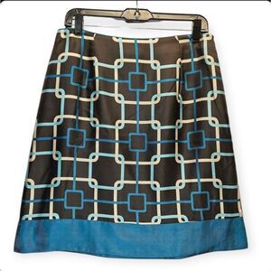 Talbots Pure 100% Silk Midi Skirt Womens 8 Petite 8P‎ Y2K 90s Vintage Geometric